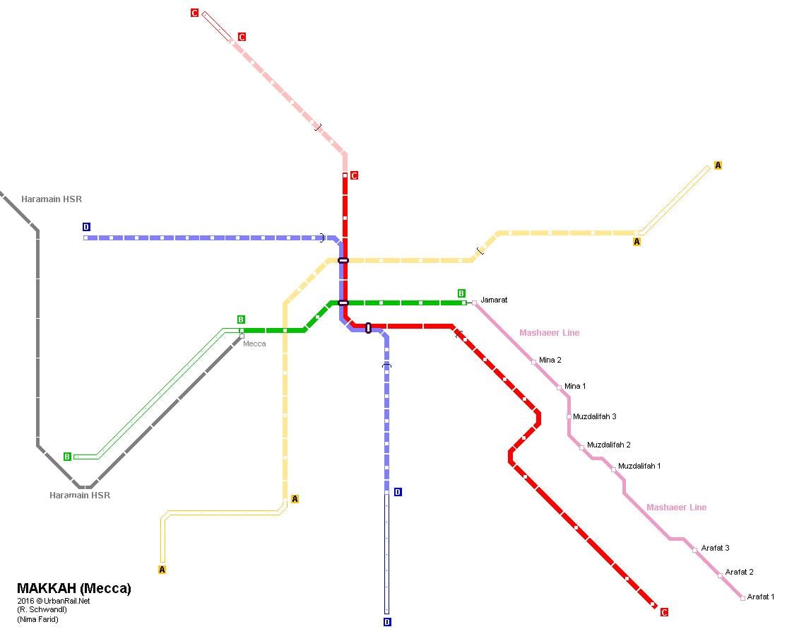 карта метро ў Мецы 